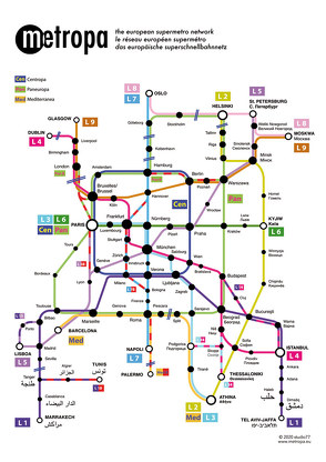 Metropa – Das europäische Superschnellbahnnetz, 20 Postkarten