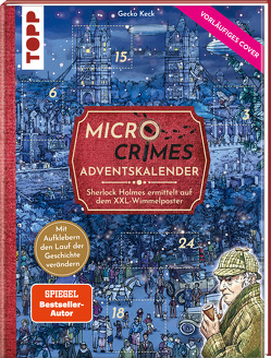 Micro Crimes Adventskalender – Sherlock Holmes und die Blutspuren im Schnee. Mit XXL-Wimmelposter und Stickern durch London von Keck,  Gecko, Weis,  Christian