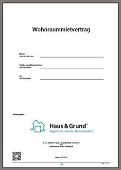 Mietvertrag für Wohnungen, Eigentumswohnungen und Einfamilienhäuser, Wohnraummietvertrag von Aachener Haus & Grundbesitzer-Verein e.V.