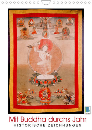 Mit Buddha durchs Jahr: historische Zeichnungen (Wandkalender 2022 DIN A4 hoch) von CALVENDO
