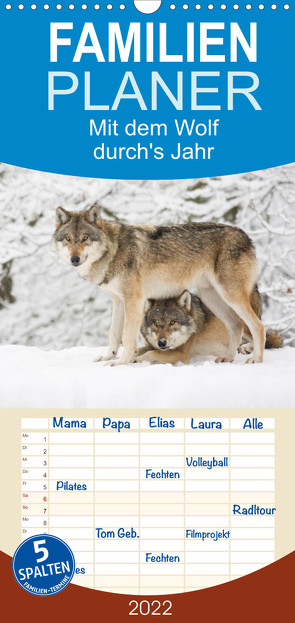 Familienplaner Mit dem Wolf durch’s Jahr (Wandkalender 2022 , 21 cm x 45 cm, hoch) von Martin,  Wilfried