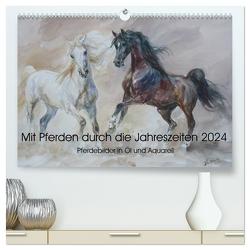 Mit Pferden durch die Jahreszeiten – Pferdebilder in Öl und Aquarell (hochwertiger Premium Wandkalender 2024 DIN A2 quer), Kunstdruck in Hochglanz von Aniszewski,  Zenon