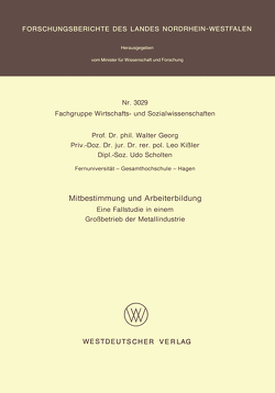 Mitbestimmung und Arbeiterbildung von Georg,  Walter