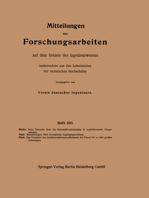 Mitteilungen über Forschungsarbeiten auf dem Gebiete des Ingenieurwesens von Häußer,  F., Plank,  Rudolf