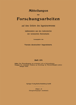 Mitteilungen über Forschungsarbeiten auf dem Gebiete des Ingenieurwesens von Groeber,  Heinrich, Poensgen,  Richard