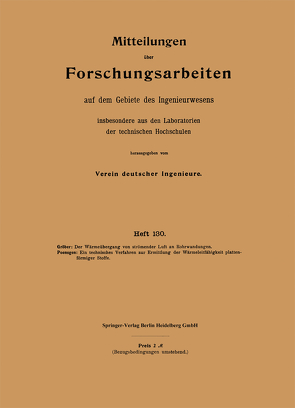 Mitteilungen über Forschungsarbeiten auf dem Gebiete des Ingenieurwesens von Groeber,  Heinrich, Poensgen,  Richard