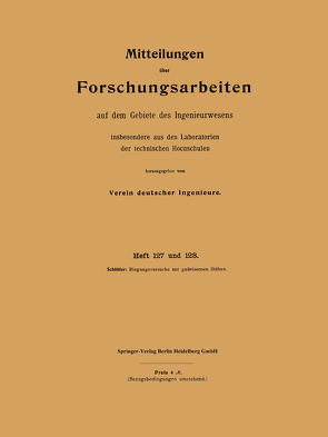 Mitteilungen über Forschungsarbeiten auf dem Gebiete des Ingenieurwesens von Schöttler,  Rudolf