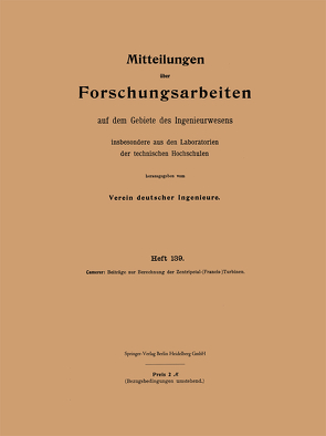 Mitteilungen über Forschungsarbeiten auf dem Gebiete des Ingenieurwesens von Camerer,  Rudolf