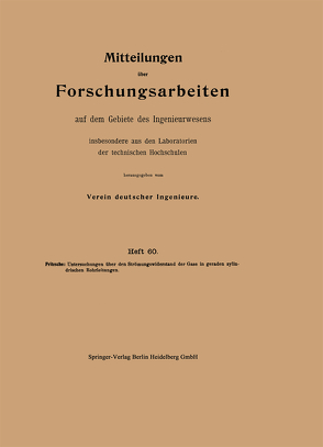 Mitteilungen über Forschungsarbeiten auf dem Gebiete des Ingenieurwesens von Fritzsche,  Otto