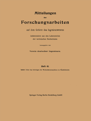 Mitteilungen über Forschungsarbeiten auf dem Gebiete des Ingenieurwesens von Sarfert,  William