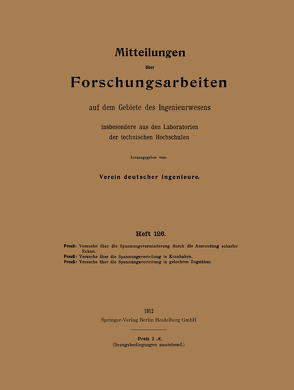 Mitteilungen über Forschungsarbeiten aus dem Gebiete des Ingenieurwesens von Preuss,  Ernst