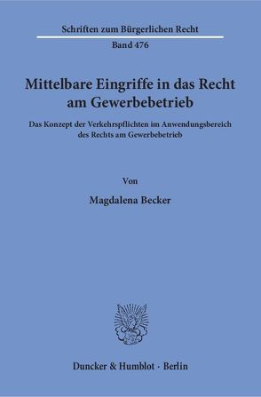 Mittelbare Eingriffe in das Recht am Gewerbebetrieb. von Becker,  Magdalena