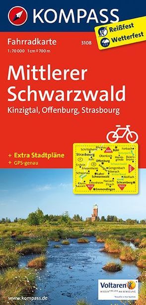 KOMPASS Fahrradkarte Mittlerer Schwarzwald, Kinzigtal, Offenburg, Strasbourg von KOMPASS-Karten GmbH