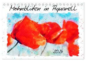 Mohnblüten in Aquarell (Tischkalender 2024 DIN A5 quer), CALVENDO Monatskalender von Frost,  Anja