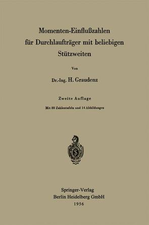 Momenten-Einflußzahlen für Durchlaufträger mit beliebigen Stützweiten von Graudenz,  Heinz