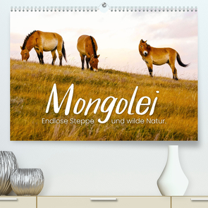 Mongolei – Endlose Steppe und wilde Natur. (hochwertiger Premium Wandkalender 2024 DIN A2 quer), Kunstdruck in Hochglanz von Monkey,  Happy