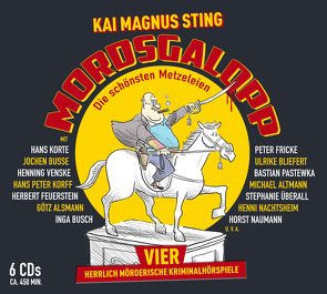 MORDSGALOPP – Vier herrlich mörderische Krimi-Hörspiele von Busse,  Jochen, Feuerstein,  Herbert, Korte,  Hans, Sting,  Kai Magnus, Venske,  Henning