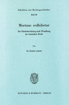 Mortuus redhibetur. von Lederle,  Rosalie