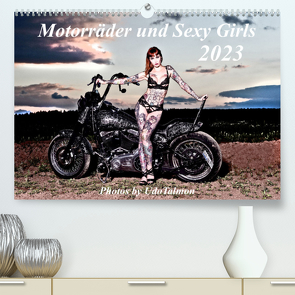 Motorräder und Sexy Girls (Premium, hochwertiger DIN A2 Wandkalender 2023, Kunstdruck in Hochglanz) von Talmon,  Udo