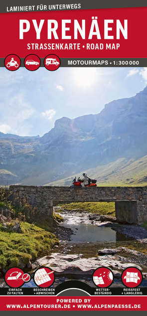 MoTourMaps Pyrenäen (Frankreich • Spanien) Auto- und Motorradkarte 1:300.000