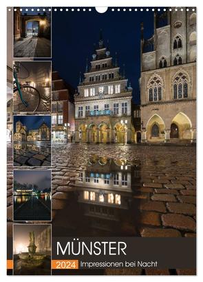 Münster – Impressionen bei Nacht (Wandkalender 2024 DIN A3 hoch), CALVENDO Monatskalender von Herzog,  Gregor