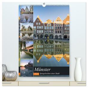 Münster – Spiegelwelten einer Stadt (hochwertiger Premium Wandkalender 2024 DIN A2 hoch), Kunstdruck in Hochglanz von Herzog,  Gregor