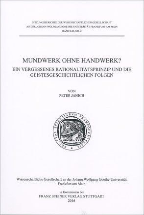 Mundwerk ohne Handwerk? von Janich,  Peter