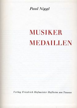 Musikermedaillen, I von Niggl,  Paul