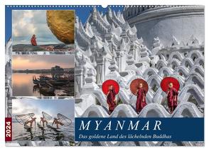 Myanmar, das goldene Land des lächelnden Buddhas (Wandkalender 2024 DIN A2 quer), CALVENDO Monatskalender von Kruse,  Joana