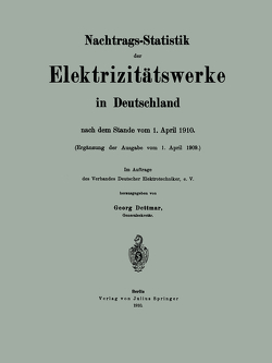 Nachtrags-Statistik der Elektrizitätswerke in Deutschland von de Grais,  Hue, Dettmar,  Georg, Hoche,  Werner, Peters,  Hans