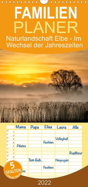 Familienplaner Naturlandschaft Elbe – Im Wechsel der Jahreszeiten (Wandkalender 2022 , 21 cm x 45 cm, hoch) von AkremaFotoArt