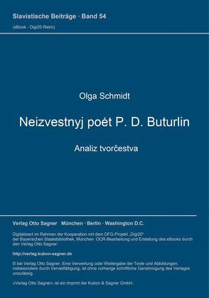 Neizvestnyj poet P. D. Buturlin – analiz tvorčestva von Schmidt,  Olga