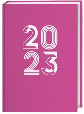 Neon Pink Kalenderbuch A5 2023. Taschenplaner in knalligem Pink – ein praktischer Blickfang! Cheftimer 2023 mit viel Raum für Notizen. Buch-Kalender mit Wochenkalendarium. von Heye