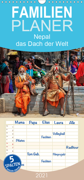 Nepal – das Dach der Welt – Familienplaner hoch (Wandkalender 2021 , 21 cm x 45 cm, hoch) von Roder,  Peter