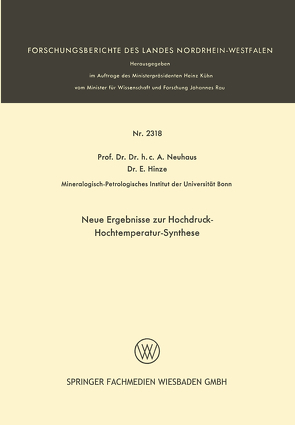 Neue Ergebnisse zur Hochdruck-Hochtemperatur-Synthese von Hinze,  E., Neuhaus,  A.