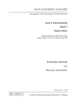 Neue Schubert-Ausgabe. Kritische Berichte / Kirchenmusik / Stabat mater von Jahrmärker,  Manuela