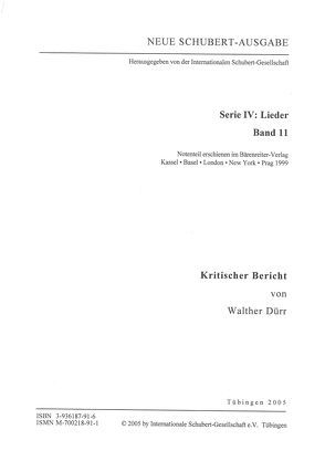 Neue Schubert-Ausgabe. Kritische Berichte / Lieder 11 von Dürr,  Walther