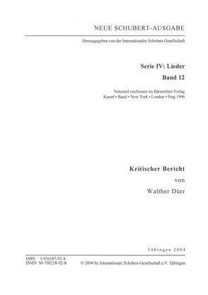 Neue Schubert-Ausgabe. Kritische Berichte / Lieder 12 von Dürr,  Walther