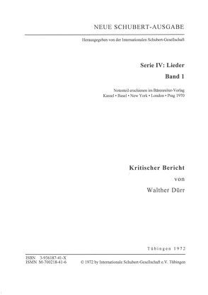 Neue Schubert-Ausgabe. Kritische Berichte / Lieder 1 von Dürr,  Walther