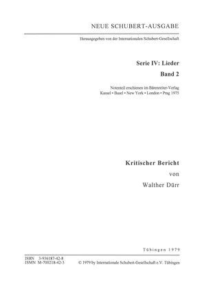 Neue Schubert-Ausgabe. Kritische Berichte / Lieder 2 von Dürr,  Walther