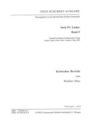 Neue Schubert-Ausgabe. Kritische Berichte / Lieder 5 von Dürr,  Walther