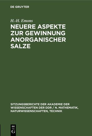 Neuere Aspekte zur Gewinnung anorganischer Salze von Emons,  H.-H.