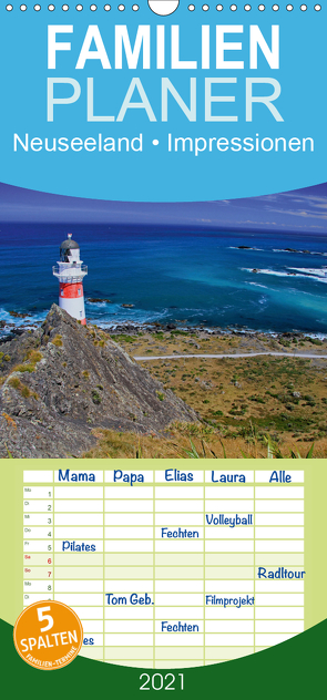 Neuseeland • Impressionen – Familienplaner hoch (Wandkalender 2021 , 21 cm x 45 cm, hoch) von Stanzer,  Elisabeth