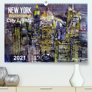 New York Watercolor Citylights (Premium, hochwertiger DIN A2 Wandkalender 2021, Kunstdruck in Hochglanz) von Pickl,  Johann