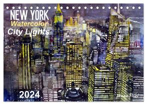 New York Watercolor Citylights (Tischkalender 2024 DIN A5 quer), CALVENDO Monatskalender von Pickl,  Johann