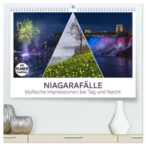 NIAGARAFÄLLE Idyllische Impressionen bei Tag und Nacht (hochwertiger Premium Wandkalender 2024 DIN A2 quer), Kunstdruck in Hochglanz von Viola,  Melanie