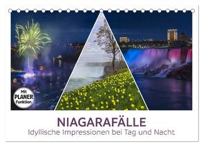 NIAGARAFÄLLE Idyllische Impressionen bei Tag und Nacht (Tischkalender 2024 DIN A5 quer), CALVENDO Monatskalender von Viola,  Melanie