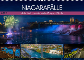 NIAGARAFÄLLE Idyllische Impressionen bei Tag und Nacht (Wandkalender 2023 DIN A2 quer) von Viola,  Melanie