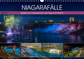 NIAGARAFÄLLE Idyllische Impressionen bei Tag und Nacht (Wandkalender 2023 DIN A3 quer) von Viola,  Melanie