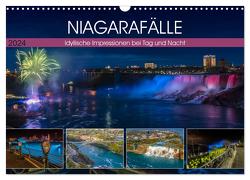 NIAGARAFÄLLE Idyllische Impressionen bei Tag und Nacht (Wandkalender 2024 DIN A3 quer), CALVENDO Monatskalender von Viola,  Melanie